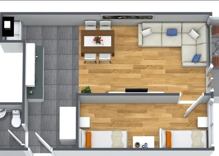 Apartman Zentral Gelegenes Zwei-zimmer Mit Skylineblick